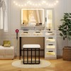 Costway Modern Vanity Desk Bedroom Vanity Set with  Mirror & Induction Lighting 6 Drawers - 4 of 4