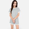 Anna-Kaci Lounge Women's Striped Lounge Set with Cuffed Short Sleeve Top and Elastic Waist Shorts - 2 of 4