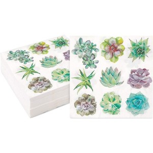 Sparkle and Bash 100 Pack Succulent Paper Napkins for Birthday Party (6.5 In) - 1 of 4