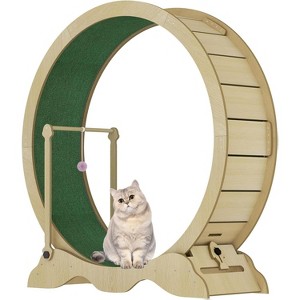45" Cat Exercise Wheel, Large Indoor Cat Running Treadmill with Detachable Carpet Runway & Safety Lock, Fitness Wheel for Cat Health & Entertainment - 1 of 4