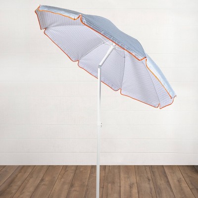 Wave Break Gray 5.5' Polyester Beach Umbrella with Steel Pole