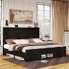 AMERLIFE Farmhouse Size Bed Frame with Sliding Barn Door Storage - 3 of 4