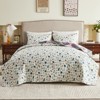 Inhand Microfiber Print Quilt Bedding Set, Flower print Soft Lightweight Coverlet For All Season - 2 of 4