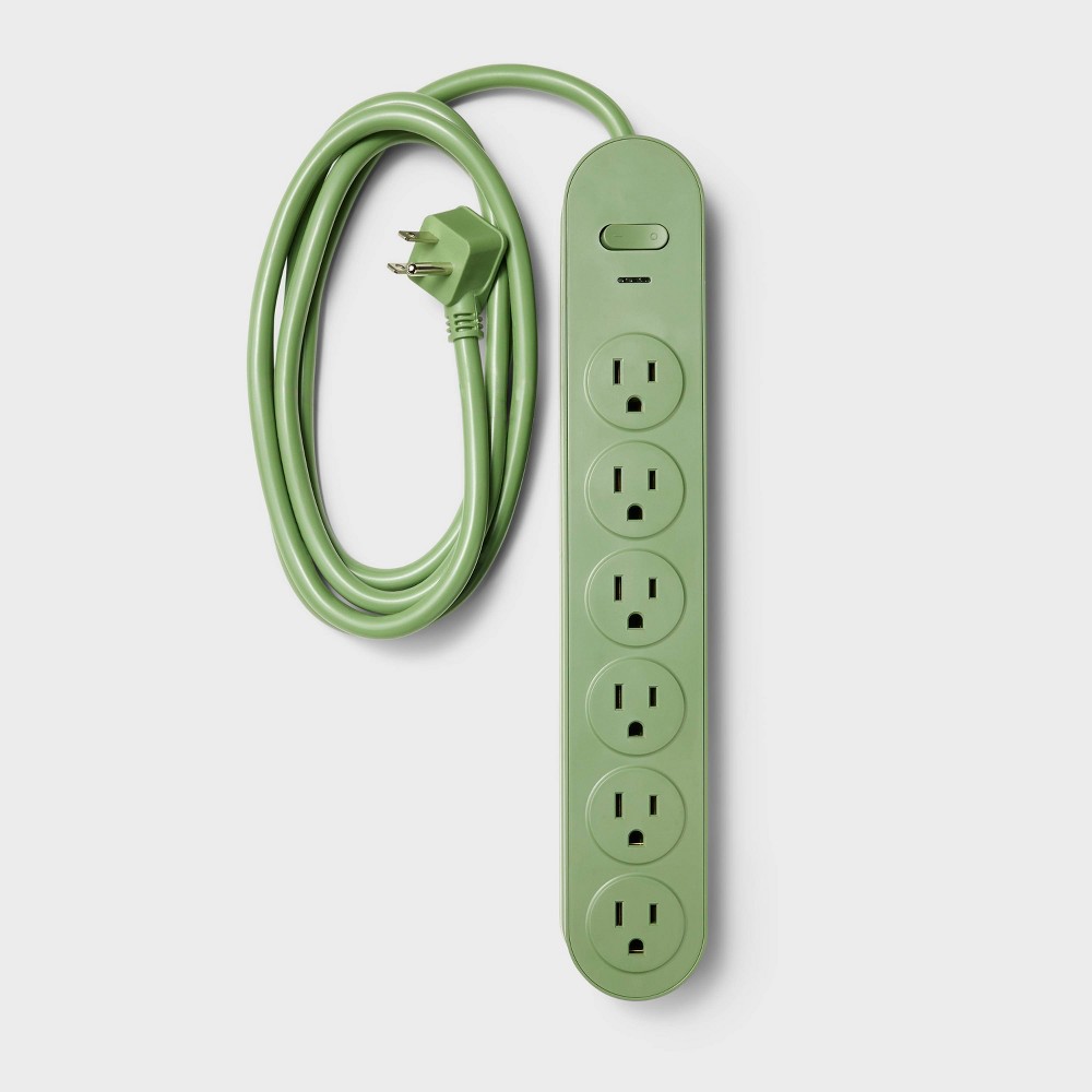 6 Outlet Surge Protector 6' Cord Green - Heyday