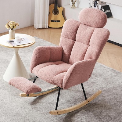 Accent Chairs Living Room,Accent Chairs With Arms,High Backrest And Pillows,Rocking Chair For Nursery,Rocking Chair Glider-Maison Boucle‎