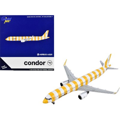 Airbus A321 Commercial Aircraft "Condor Airlines" White and Yellow Stripes 1/400 Diecast Model Airplane by GeminiJets