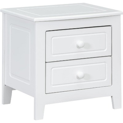 Nightstand Side Table with 2 Storage Drawers, Easy to Assemble, Mid-Century Vintage Bedside Table for Bedroom, Living Room, Salon, Office, White