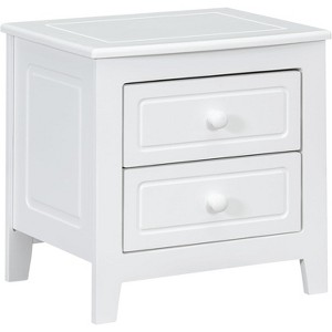 Nightstand Side Table with 2 Storage Drawers, Easy to Assemble, Mid-Century Vintage Bedside Table for Bedroom, Living Room, Salon, Office, White - 1 of 4