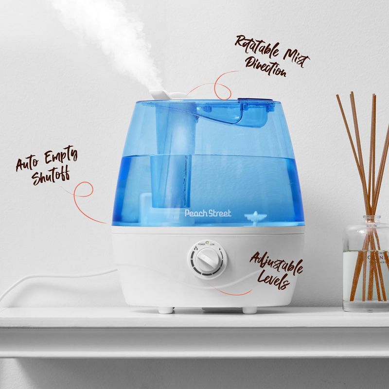 Peach Street Cool Mist Humidifiers for Bedroom - 2.2L Tank, Baby, Office, Quiet Ultrasonic Vaporizer, Adjustable Mist Level, Large Area, Easy Clean, 4 of 11