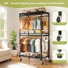 SEVOBAL Freestanding Clothes Rack with 3 Adjustable Shelves 2 Rails and Side Hooks for Storage Organization, Black, 35.43"*17.13"*70.87" - 3 of 4
