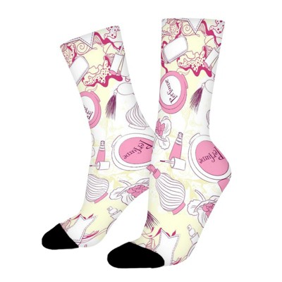 Perfumes And Fashion Women Printed Crew Socks Funny Funky Socks Soft Polyester Novelty Gifts for Artists Men