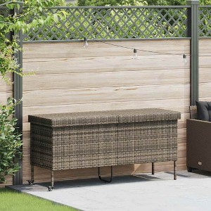 Garden Storage Box Gray PE rattan, powder-coated steel - 1 of 4