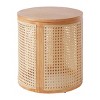 Small Wood End Table with MDF Base,Round End Table for Living Room or Bedroom,Natural Finish Bedside Table Accent Furniture-Coolbibila - 3 of 4