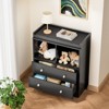 Coucheta Baby Changing Table with Pad, 2 Drawers & 2 Shelves (Color: Black) - 2 of 4