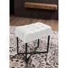 BirdRock Home Rectangular Tufted Cream Foot Stool Ottoman with Black Legs - 2 of 3
