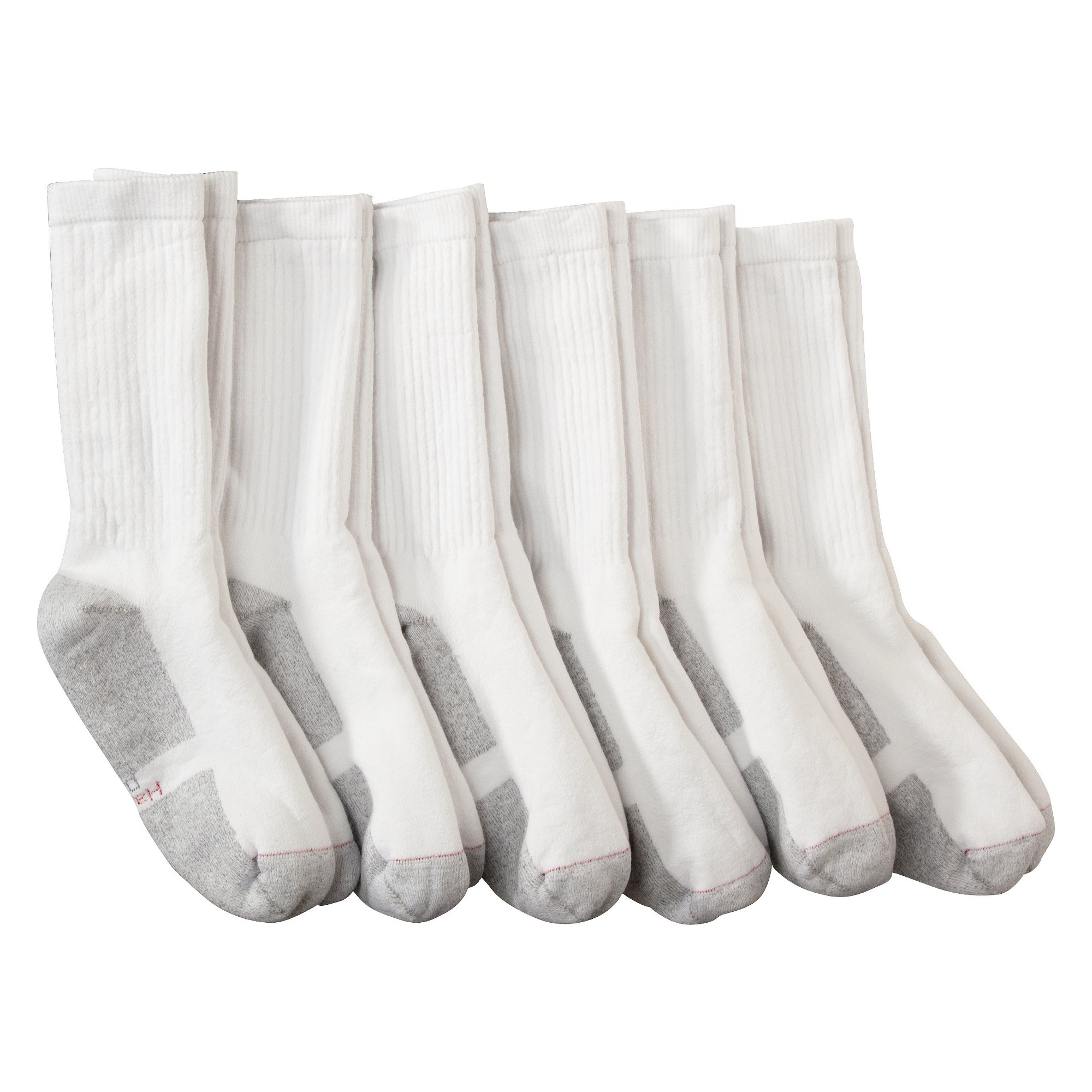 Men's Hanes Premium Xtemp Dry 6Pk White Crew Socks, Size: Small