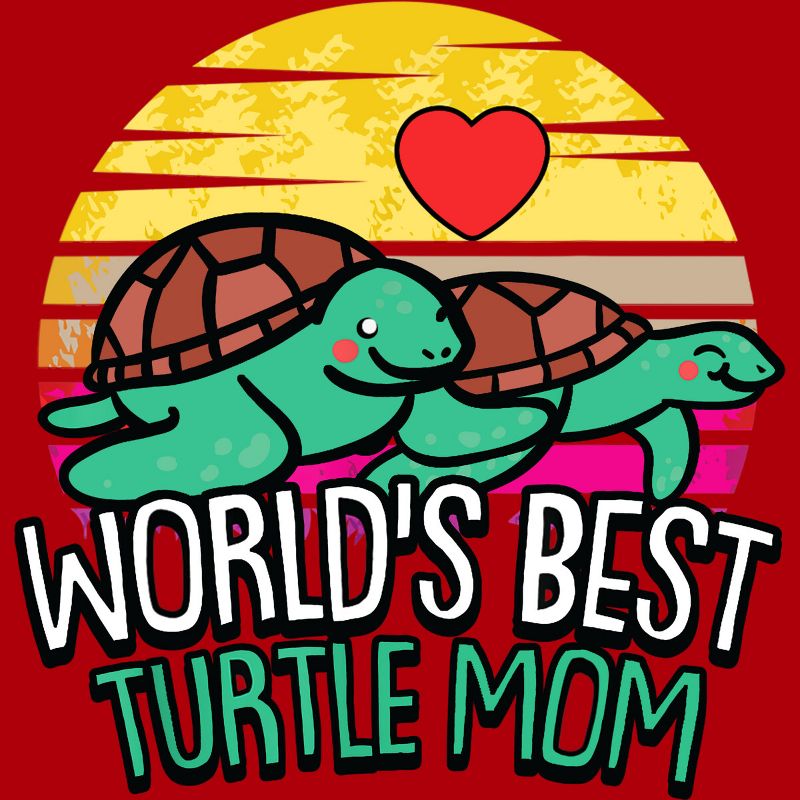 Junior's Design By Humans World's Best Turtle Mom Retro Stripes By animalshop T-Shirt, 2 of 3