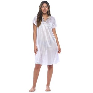 Casual Nights Women's Fancy Lace Neckline Silky Tricot Nightgown - 1 of 4