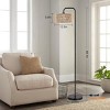 68" Metal Arc Floor Lamp with Remote, Boho LED Standing Lamp with 3 Color Temperatures and Rattan Shade for Living Room or Bedroom – Cuddlewood - 4 of 4