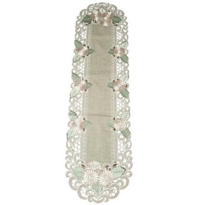 Jiallo Fleur Latte Embroidered Cutwork Rectangular Table Runner, 14 by 52  inch Table Linen Decor, Water Resistance, Machine Wash safe