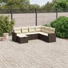 vidaXL 7 Piece Patio Sofa Set with Cushions Brown and Cream Poly Rattan - Without Table - 2 of 4