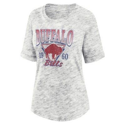 NFL Buffalo Bills Women's Oatmeal Heather Rolled Sleeve T-Shirt