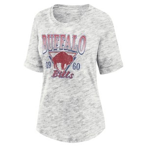 NFL Buffalo Bills Women's Oatmeal Heather Rolled Sleeve T-Shirt - 1 of 3