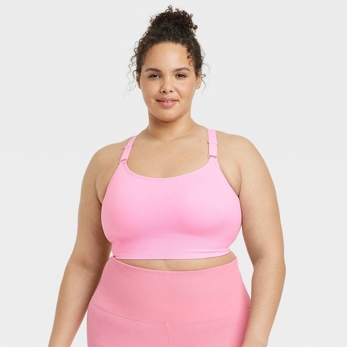 Women's Seamless Medium Support Cami Midline Sports Bra - All In Motion™  Pink XXL