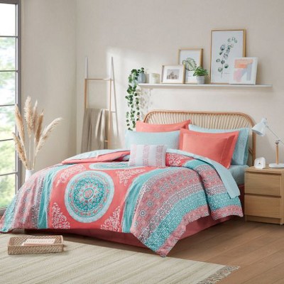 Sapphtopaz Boho Medallion Print Comforter Set, 4 Piece Twin Sheet Set, Quilts Twin Size with Comfy Breathable Bed Sheets for Women, Men, Kids & Teens