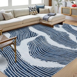 Area Rug Geometric Stripes Rug Modern Washable Living Room Rug Low Pile Non-Slip Throw Rugs for Bedroom Office - 1 of 4