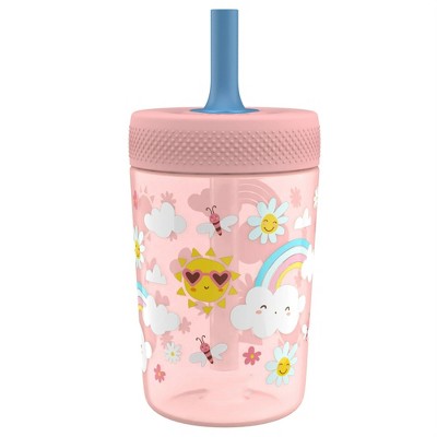 LunaLulinlk Tumbler, Soft Straw Tumbler for Toddlers, 12oz, Leak-Proof, Easy to Hold, Sunshine and Rainbows