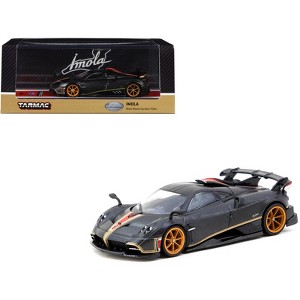 Pagani Imola Matt Black Carbon Fiber with Red Stripe "Global64" Series 1/64 Diecast Model by Tarmac Works - 1 of 3
