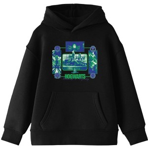 Harry Potter Iconic Hogwarts Youth Black Graphic Hoodie - 1 of 1