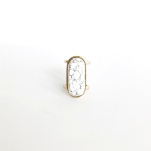 Sanctuary Project by sanctuaire Semi Precious White Howlite Oval Statement Cocktail Ring Gold - 1 of 4