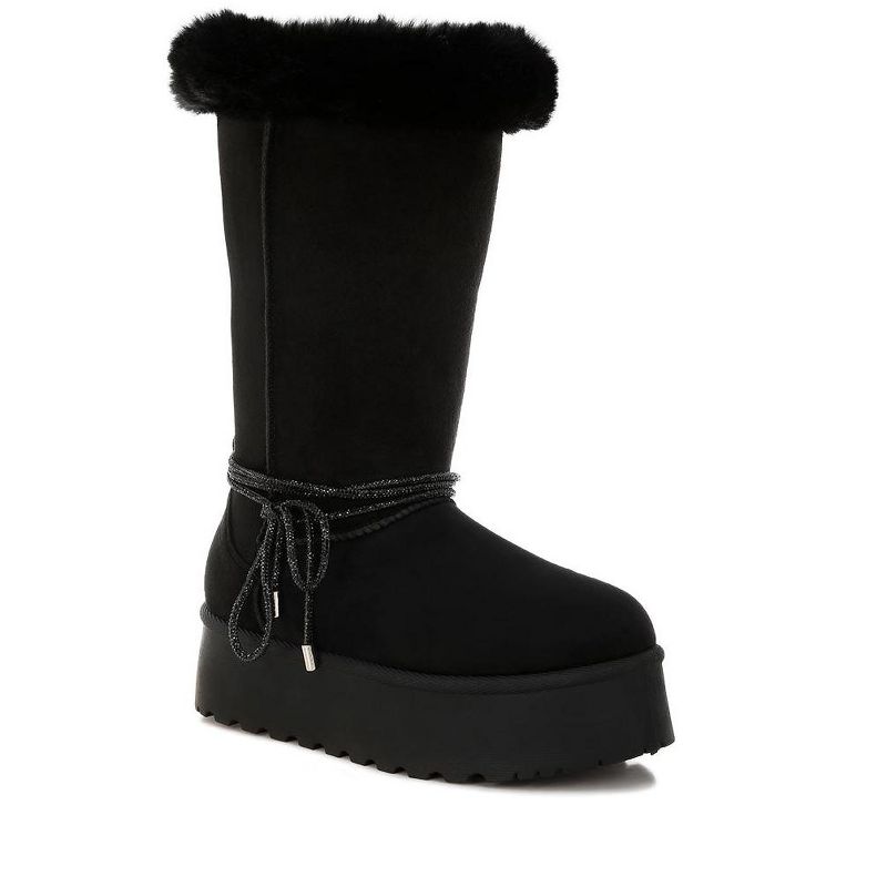 London Rag Womens Olonya Fur Collar Anti-Skid Snow Boots 5