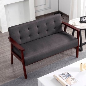 Sapphtopaz Couch Sofa - Wood Frame Loveseat with Premium Upholstery, Sturdy Comfortable Furniture for Living Room, Bedroom & Small Spaces - 1 of 4