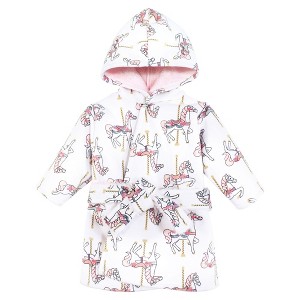 Hudson Baby Infant Girl Mink with Faux Fur Lining Pool and Beach Robe Cover-ups, Carousel Horse - 1 of 2