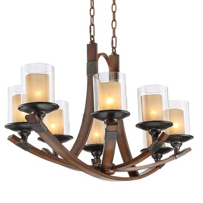 Mahogany and Bronze 8-Light Rustic Farmhouse Chandelier