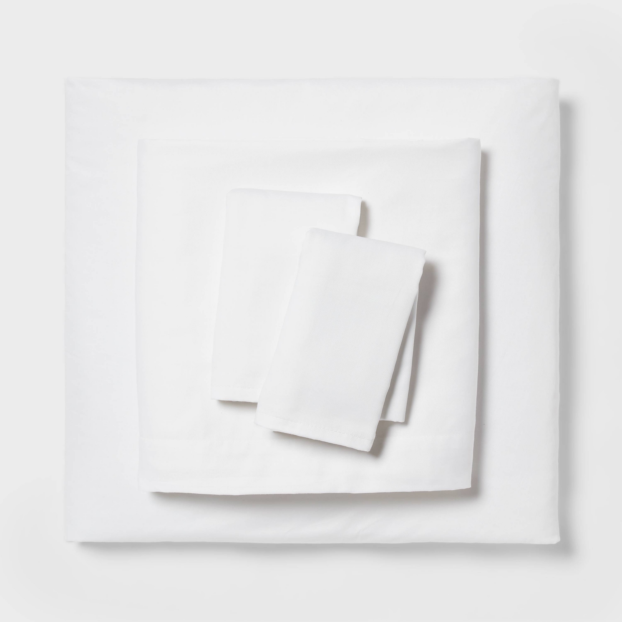 Queen Easy Care Cotton Blend Sateen Sheet Set White - Room Essentials™