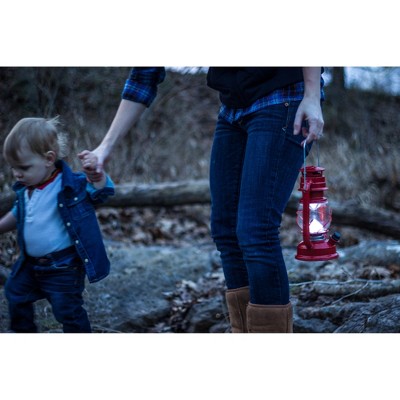 Classic Red 9" LED Oil Lantern Design with Dimmer Switch