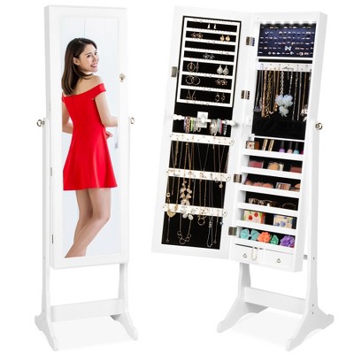 Best Choice Products Jewelry Armoire Cabinet, Full Length Mirror W/ Velvet  Storage Interior, Lock - White : Target