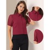 INSPIRE CHIC Women's Sheer Short Sleeve Point Collar Work Button Down Shirt - 2 of 4