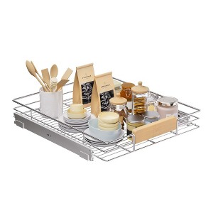 Pull-Out Organizer under Cabinet Storage for Kitchen with Wooden Handle - 1 of 4
