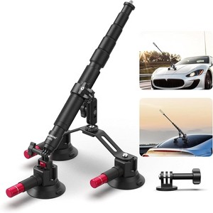 Triple Suction Cup Car Mount Kit with Extension Pole/Selfie Stick, Quick Release Outside Windshield Magic Arm Camera Mount with Action Camera Adapter - 1 of 4