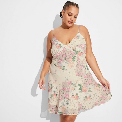 Women's Asymmetrical Mini Slip Dress - Wild Fable™ Pink Floral