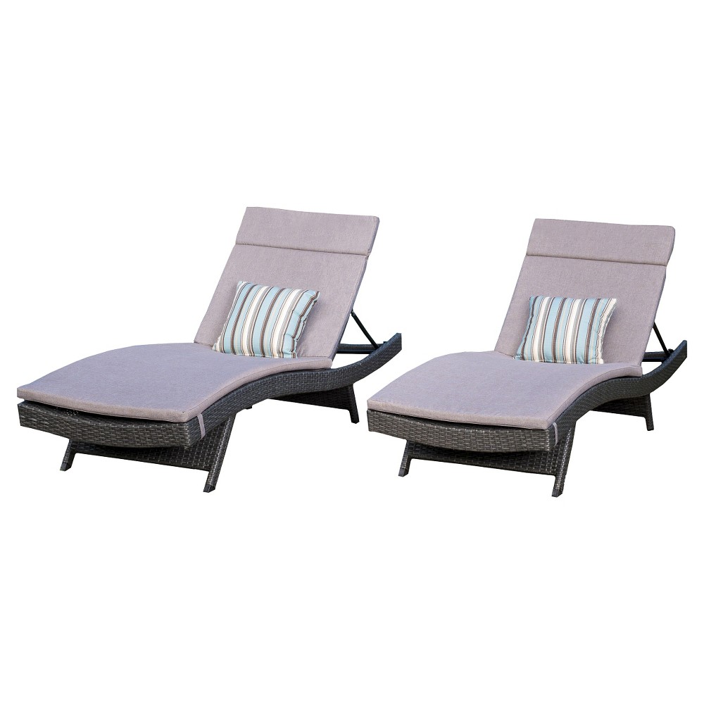 Salem Set of 2 Gray Wicker Adjustable Chaise Lounge Charcoal Christopher Knight Home