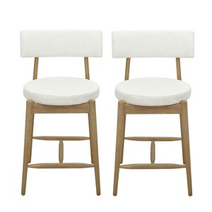 Vynxaria Mid Century Modern Counter Stools,Set of 2,Natural and Beige - 1 of 4