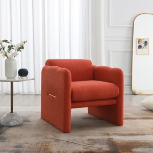 FONTOI Living Room Accent Chair Modern Waved Arm Chair, Comfy Bedroom Chair Cute Lazy Sofa Chair, Living Room Furniture, Orange 28.25"* 30"*27" - 1 of 4