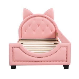UPHA 80 x 40 in. Children's Single Bed with Ear Cartoon Headboard - 1 of 4