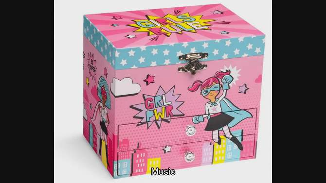 Jewelkeeper Girl Power Superhero Musical Jewelry Box with 2 Pullout Drawers, Fur Elise Tune, Pink, 2 of 6, play video